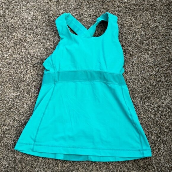 Lululemon Tank Top Size 6 Teal Criss Cross Back - Picture 2 of 9